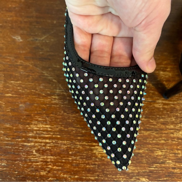 Pointed Toe Slingback Slip-on Rhinestones Heels - Picture 5 of 9